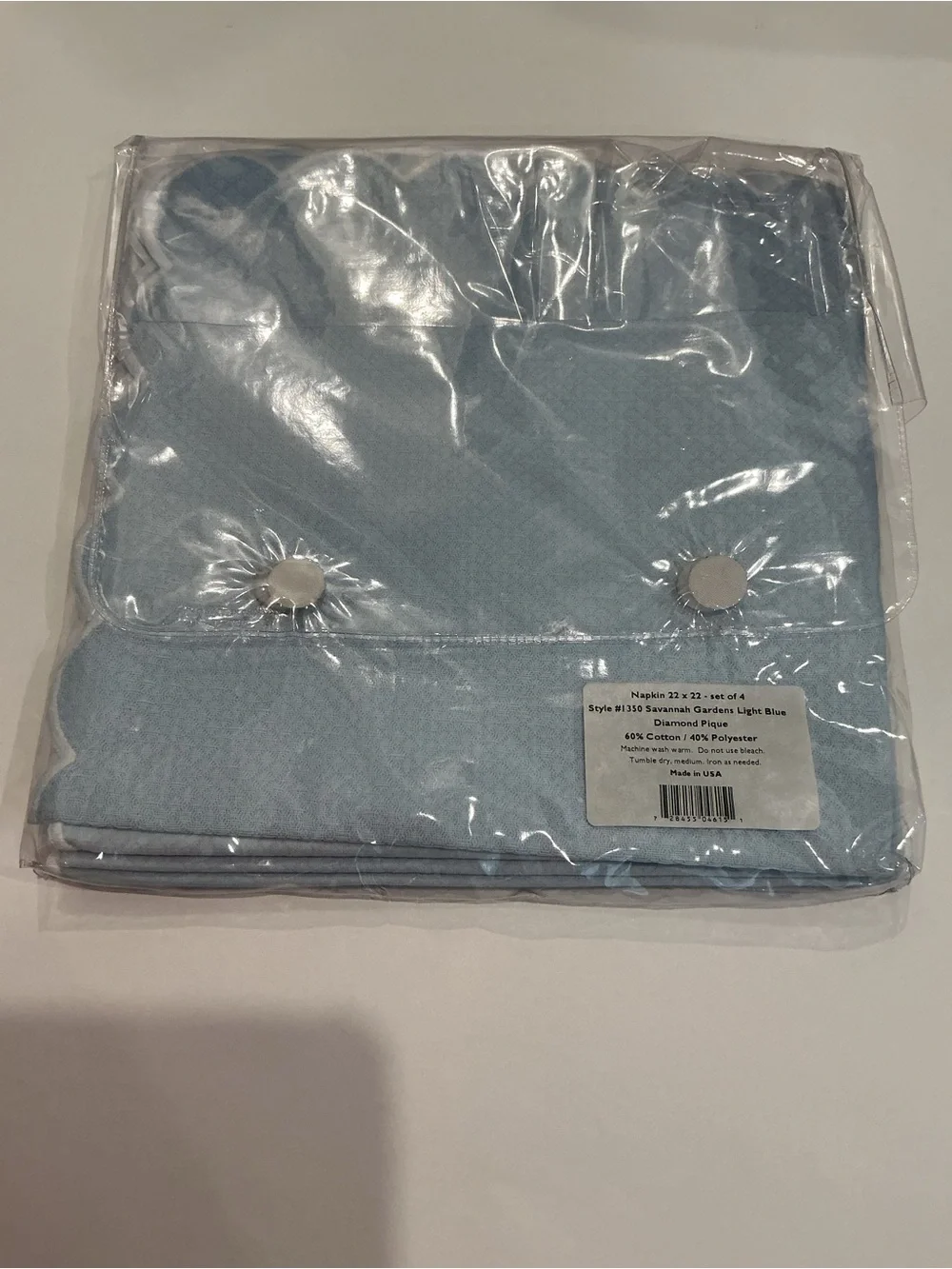 Matouk Savannah Gardens Light Blue Diamond Pique Napkins Set of 4